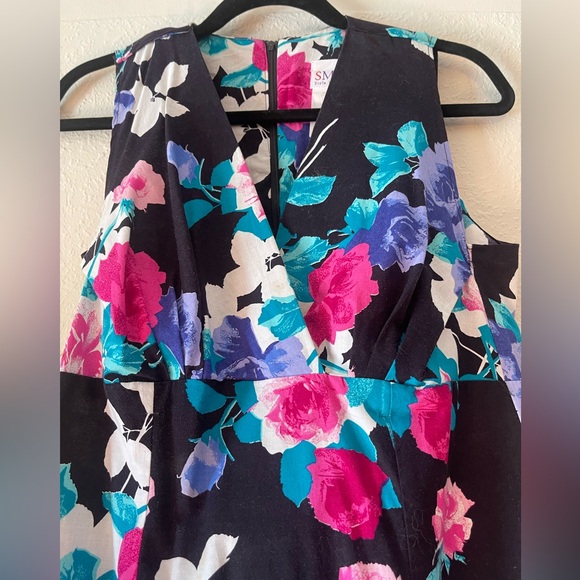 Vintage 1980s Floral Party Dress M - Picture 9 of 10